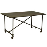 Industrial On the Move Iron Rolling Work Space Table Black